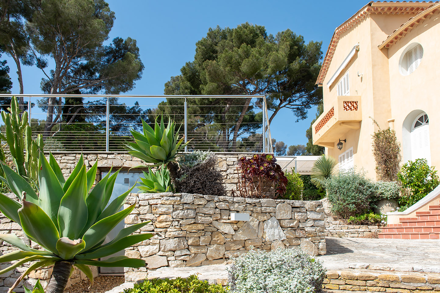 Agave Muret Pierre Villa Provencale Paysagiste Sanary
